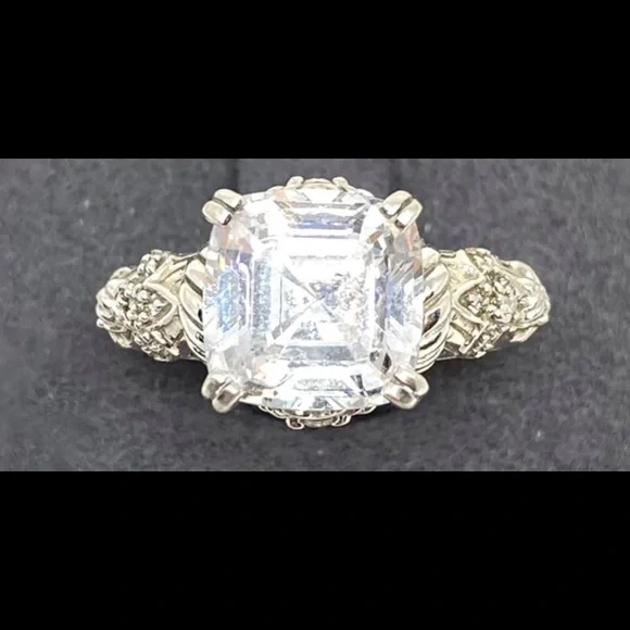 Judith Ripka Sterling Silver Asscher Cut Cubic Zirconia Ring, Size 5 - Picture 10 of 10
